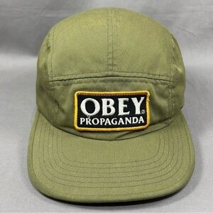 OBEY Propaganda Strapback Clip Hat Cap Green 5 panel Patch Skateboarding Unisex